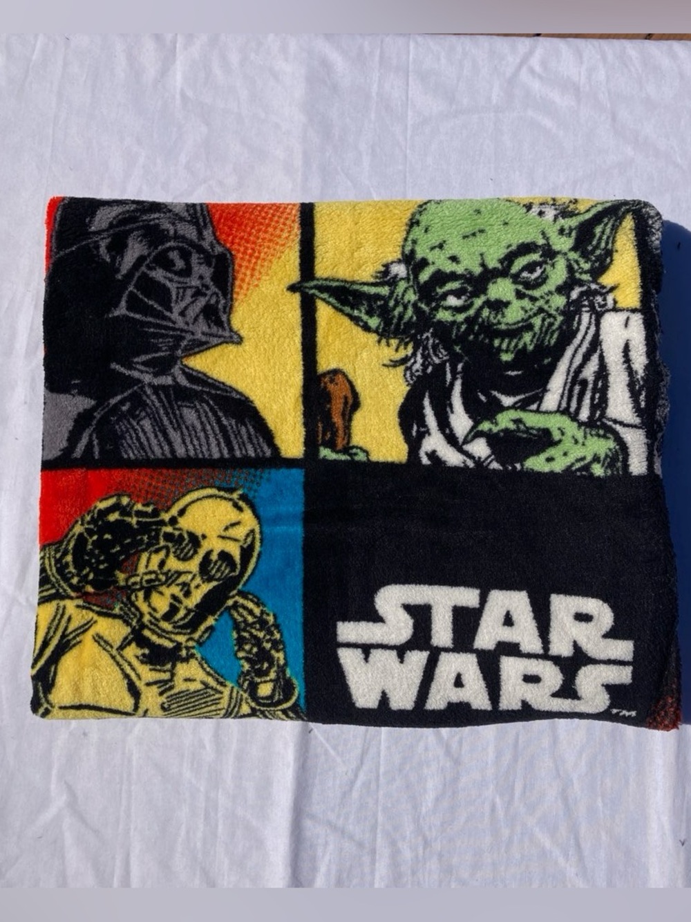 Star Wars Comic Graphic On Black Soft Fleece Fabric 1 Yd By 60”